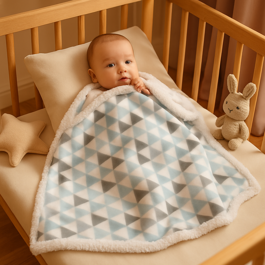 bébé dans son berceau avec couverture bébé chaude