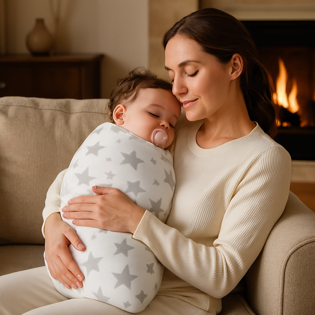 bébé endormi en sérénité enveloppé dans sa couverture bébé
