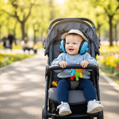 bébé en toute sécurité avec casque anti bruit bébé