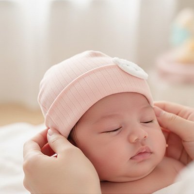 Bonnet bébé conception fine permettant une régulation thermique 