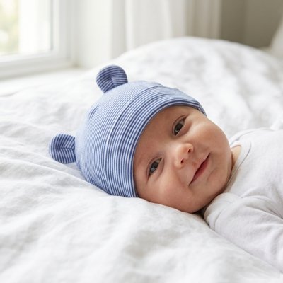 Bonnet bebe en tissu en coton respirant