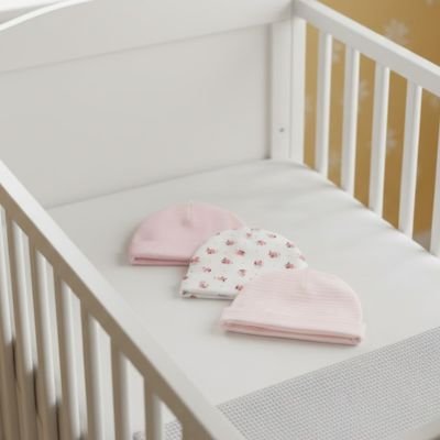 Bonnet bébé fille coloris rose tendre et blanc
