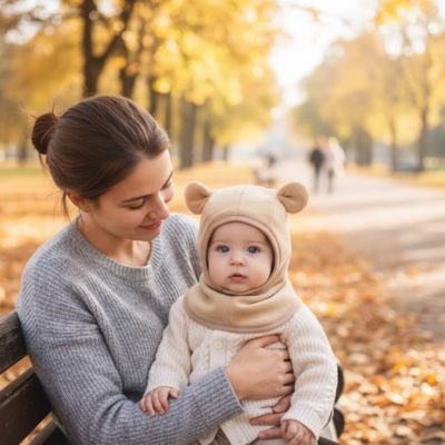Cagoule pour bébé avec petites oreilles arrondies