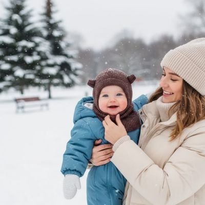 Cagoule pour bébé en matière tricotée douce