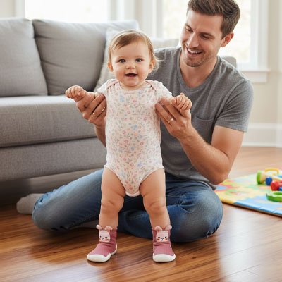 Chaussure bébé avec design ludique, motifs colorés et amusants