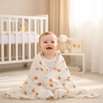 Couverture bébé en tissu léger en mousseline de coton