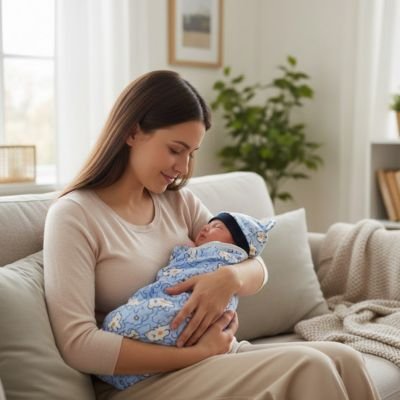 Couverture emmaillotage en tissu doux et respirant