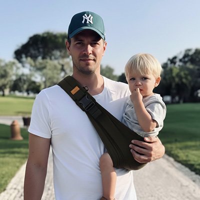 Echarpe de portage avec système d'attache ajustable