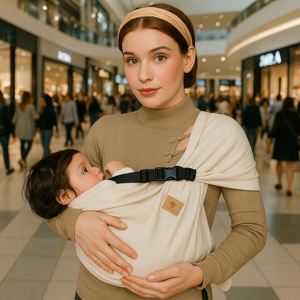 maman porte bébé écharpe de portage centre commercial
