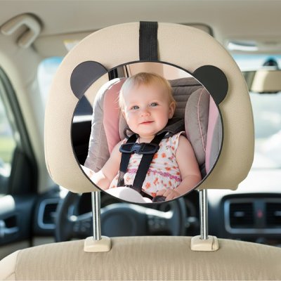 Miroir voiture bébé design avec oreilles décoratives