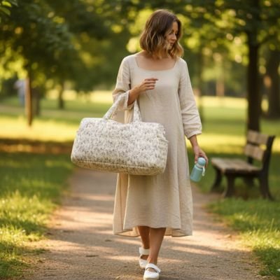 Sac a langer coloris beige chiné