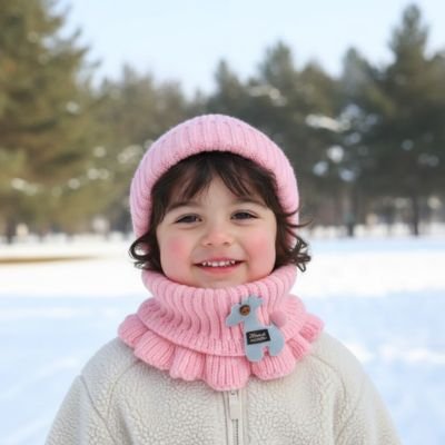 Tour de cou enfant en matière tricot côtelé