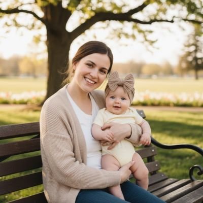 Turban bébé fille avec nœud décoratif surdimensionné