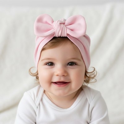 Turban bebe fille en matière douce et extensible