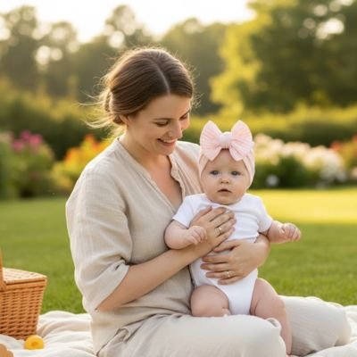 Turban bébé fille matière douce et extensible en tissu jersey 